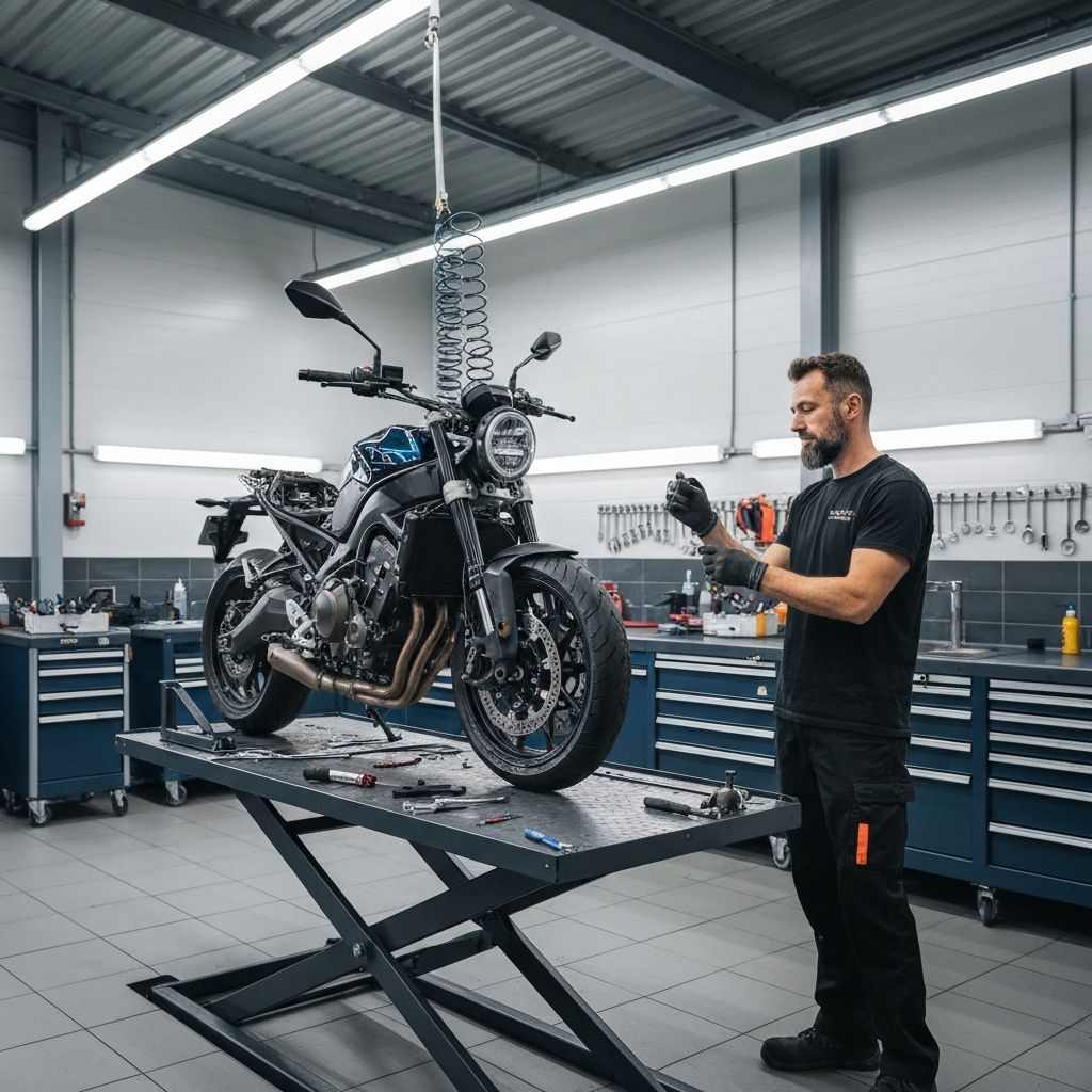Professional motorcycle service workshop